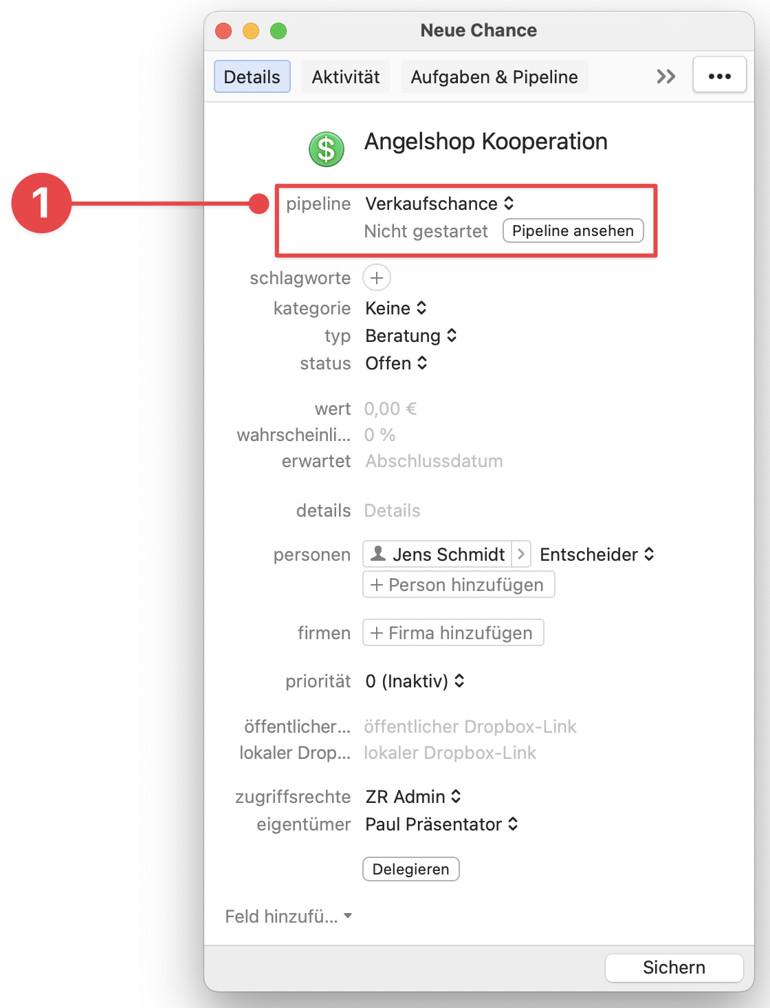 Opportunites Board selecting New Opportunity
