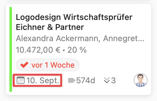 Opportunities Board showing forecasted close date