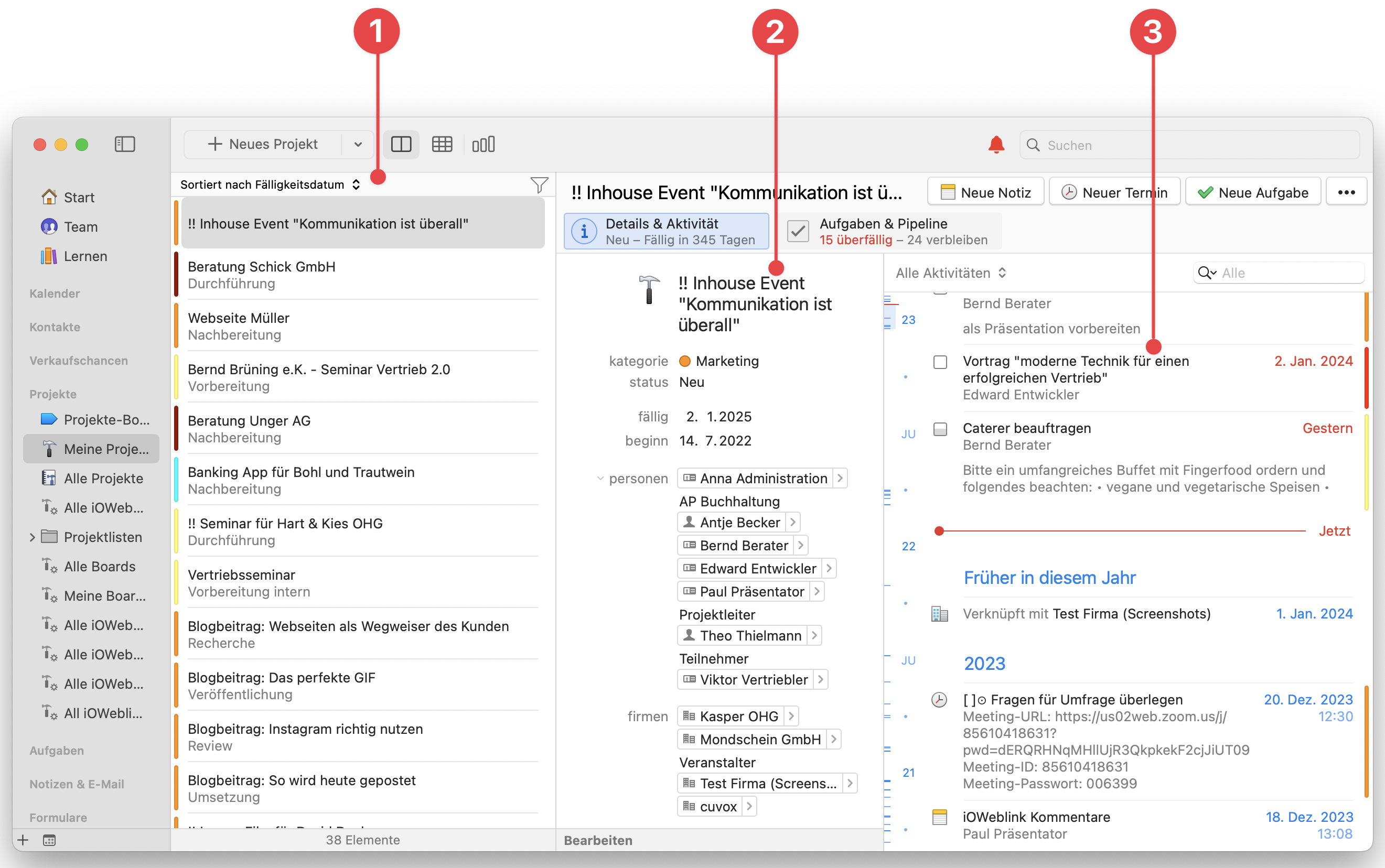 My Project View showing Details and Activity