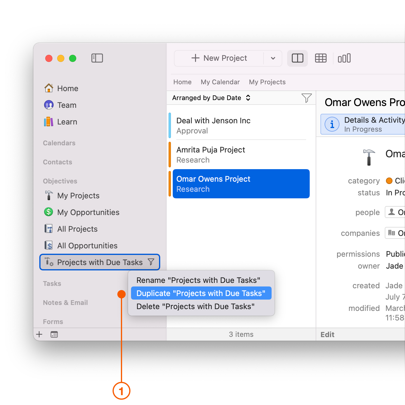 Control-click selecting Duplicate