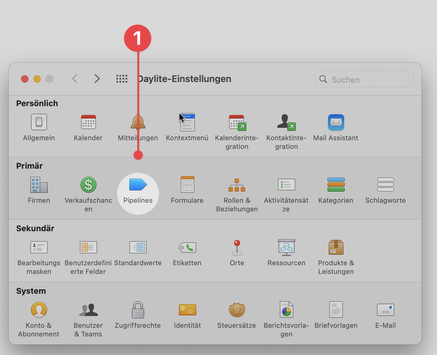 Preferences window selecting Pipelines