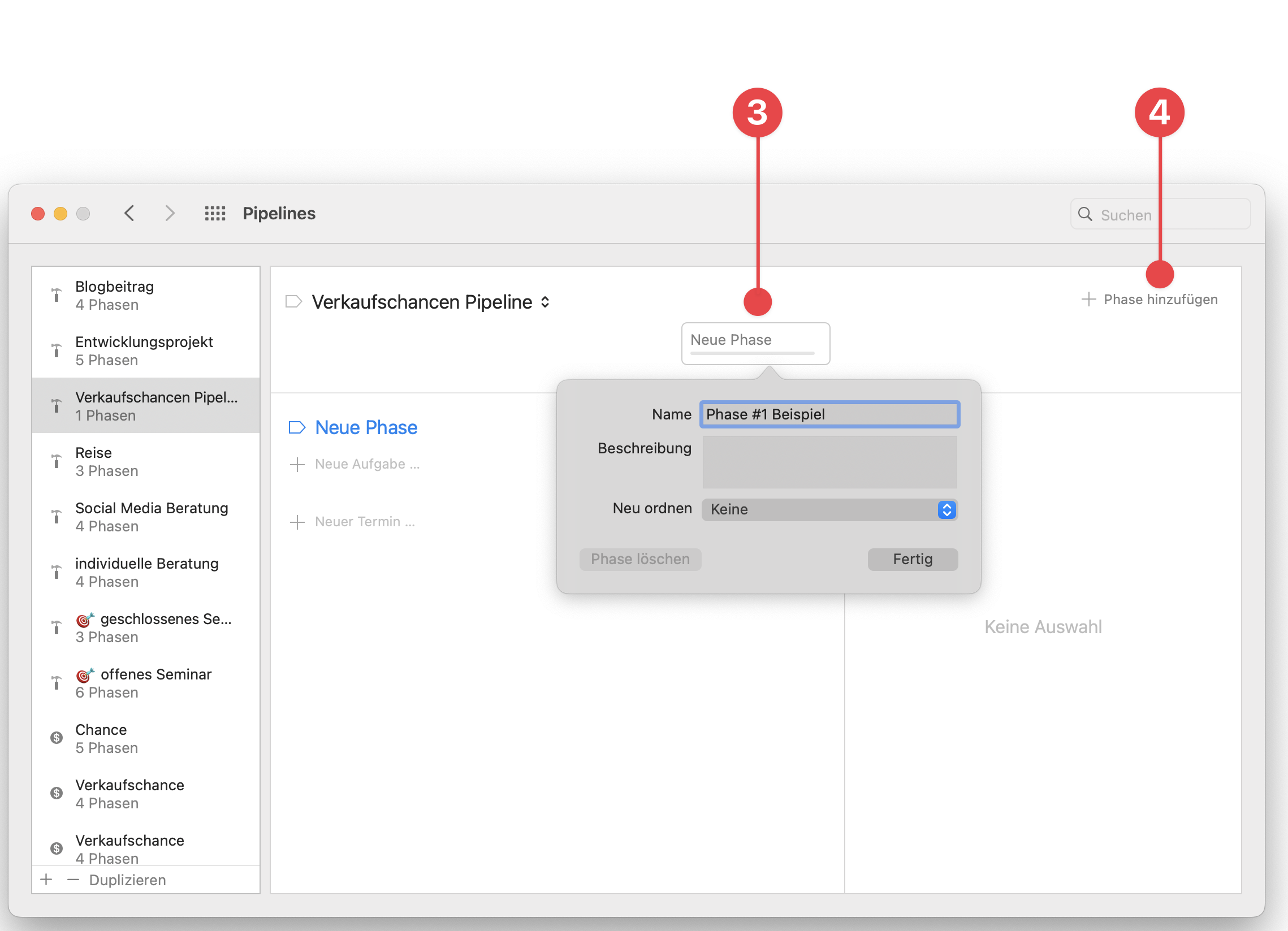 Pipelines Preferences window selecting Stages