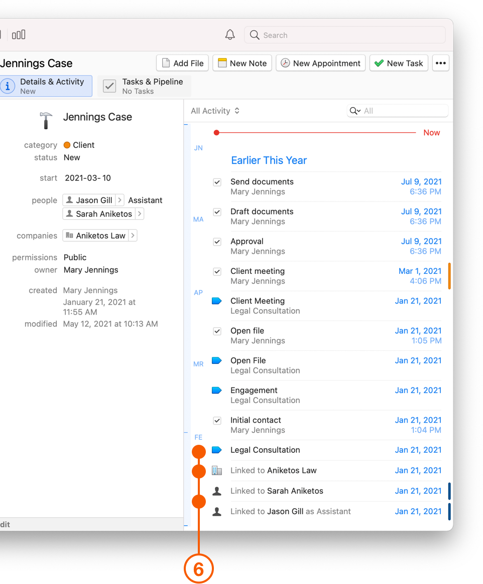Project Activity View showing Item icons