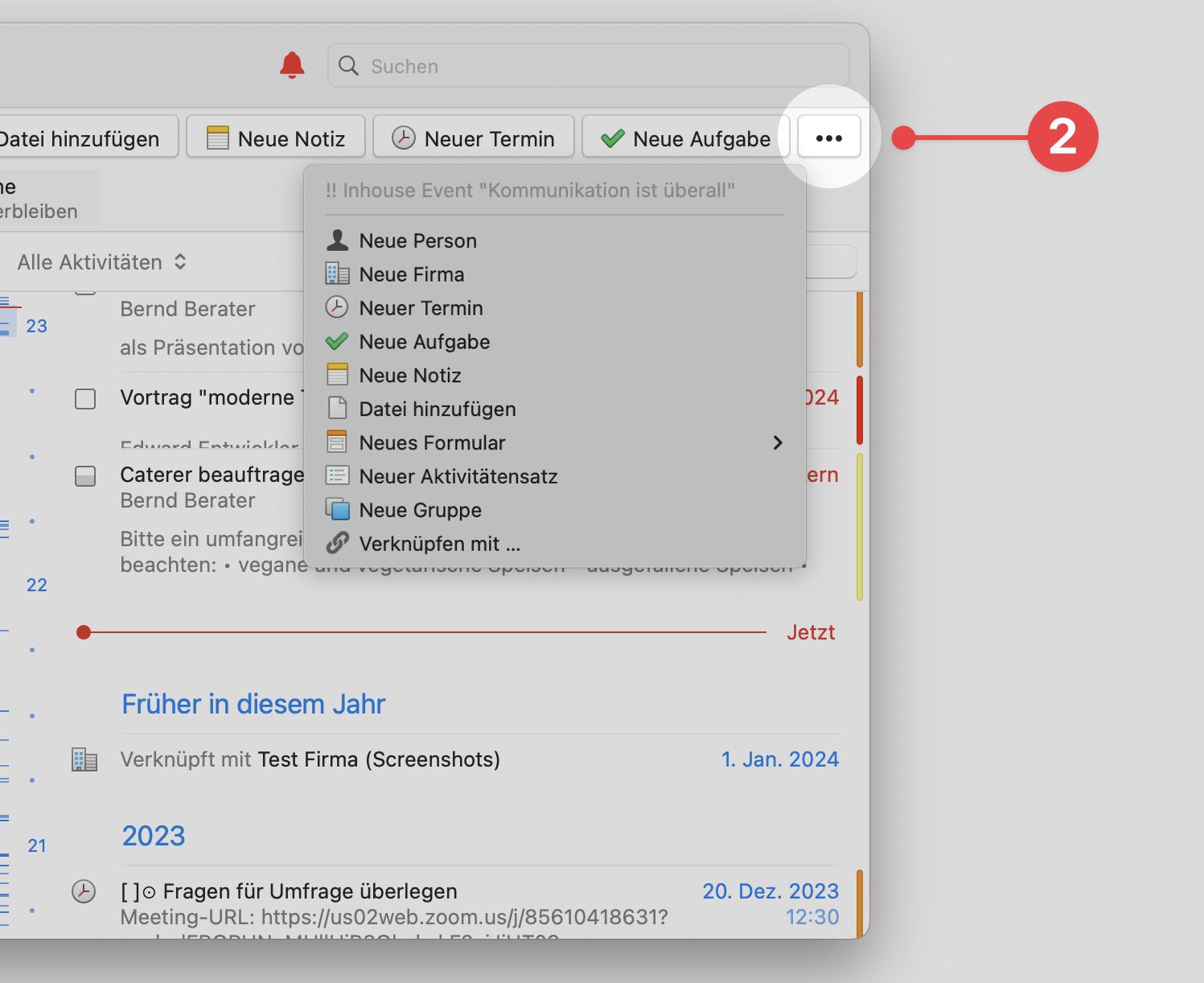 Project View showing additional linking options
