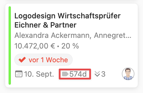 Opportunities Board showing days at current stage