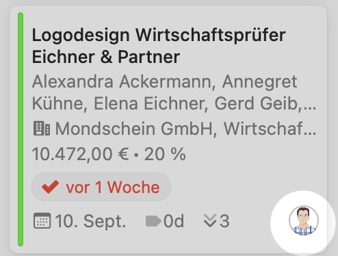 Opportunities Board showing account holder