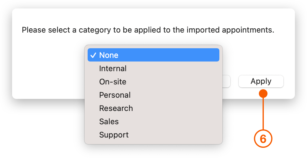 Daylite dialog requesting Category selection