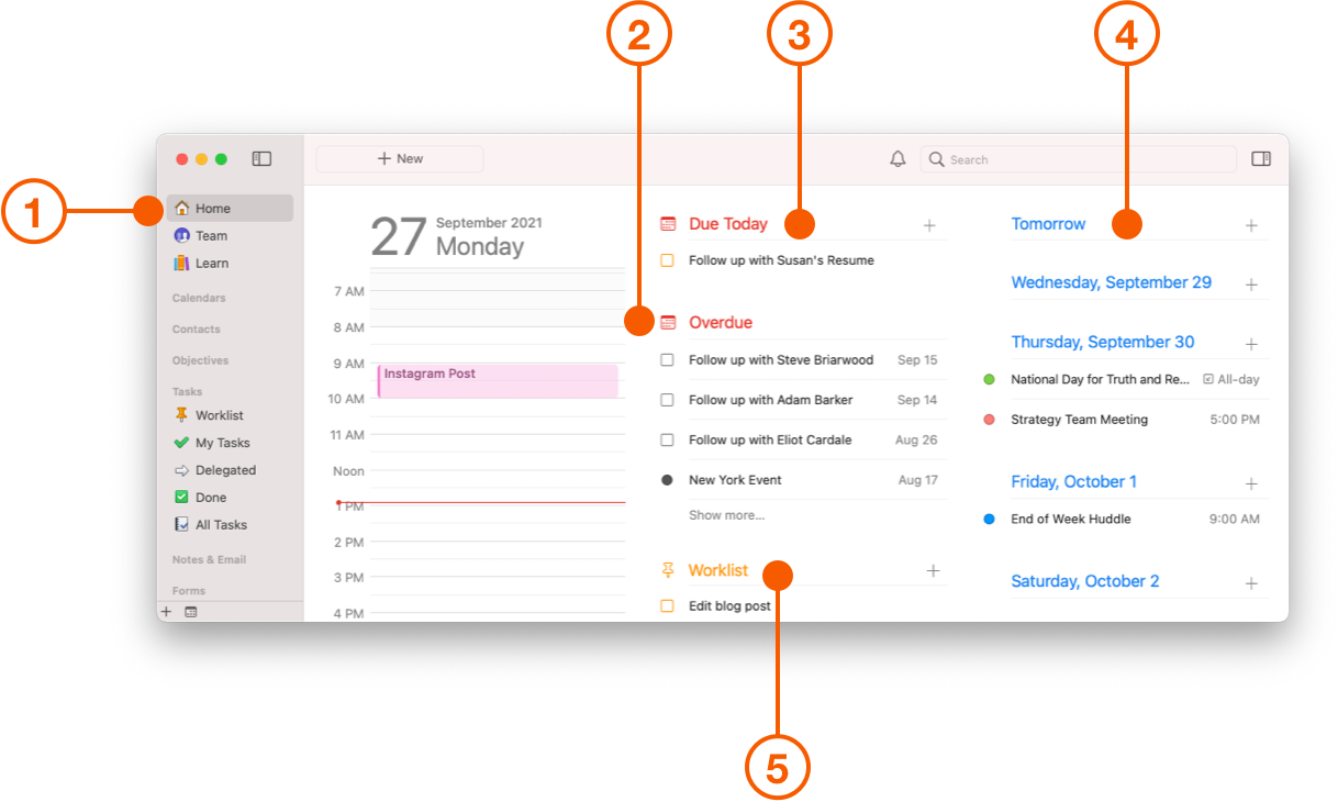 Home view showing Due Tasks and Worklist
