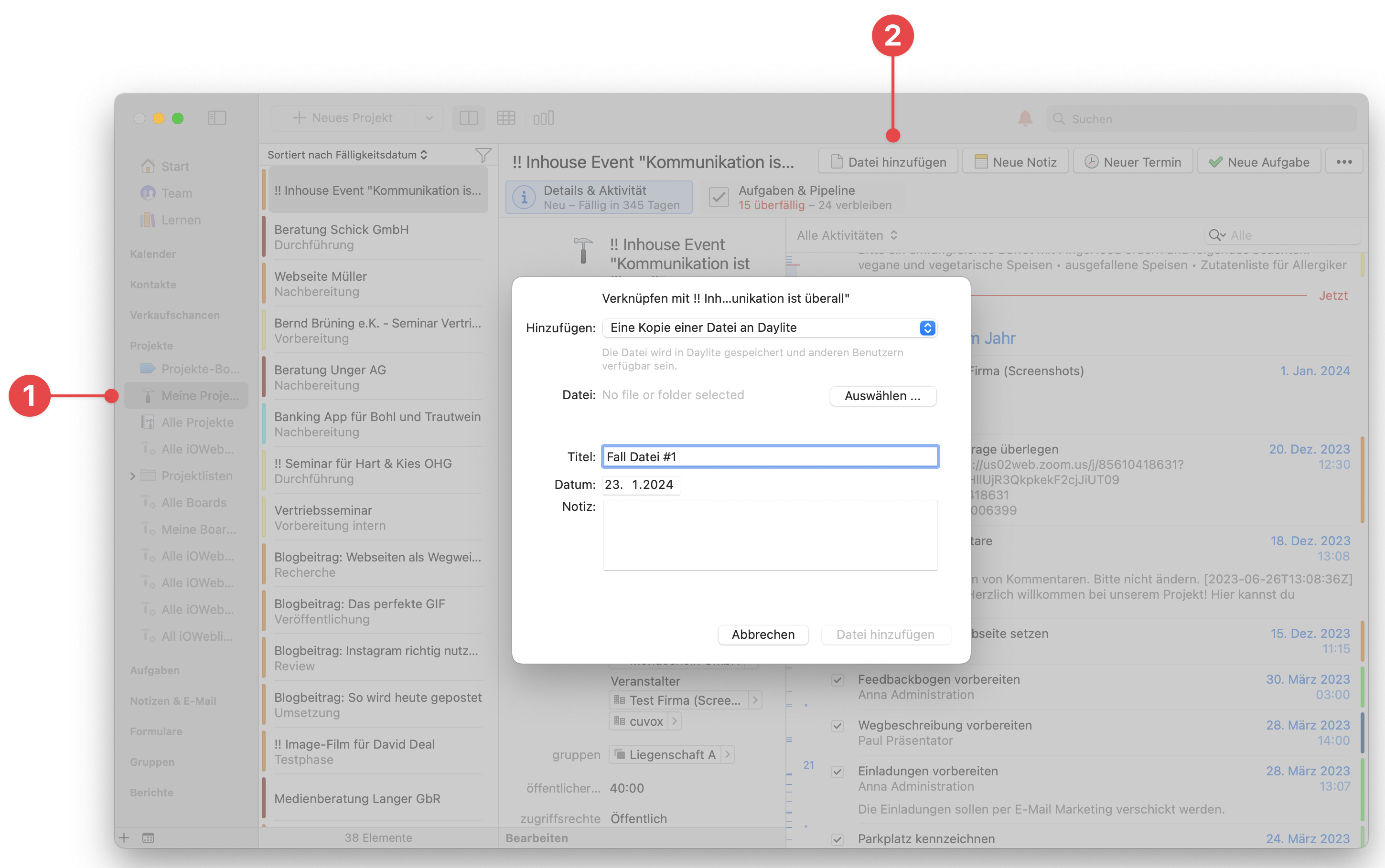 My Project View adding a File to a project