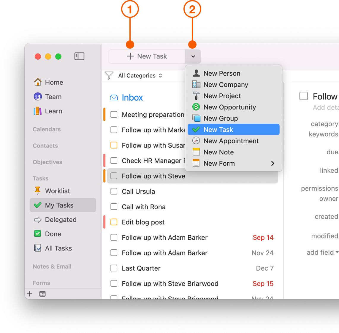 My Tasks View showing New Task button