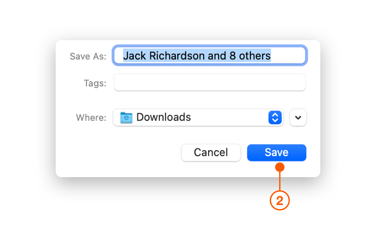 Apple Contacts Save dialog