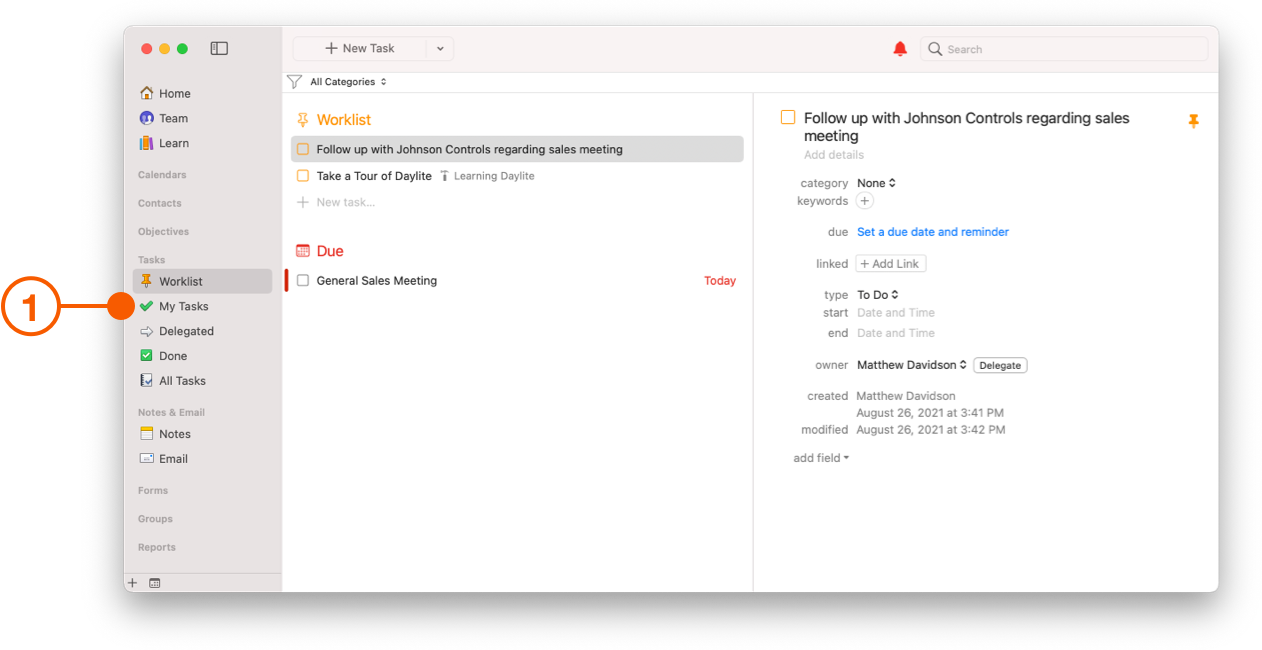 Daylite Tasks Sidebar