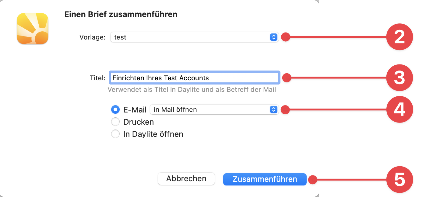 Daylite Merge a Letter window