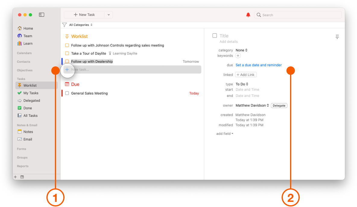 Creating a new Task in the Worklist