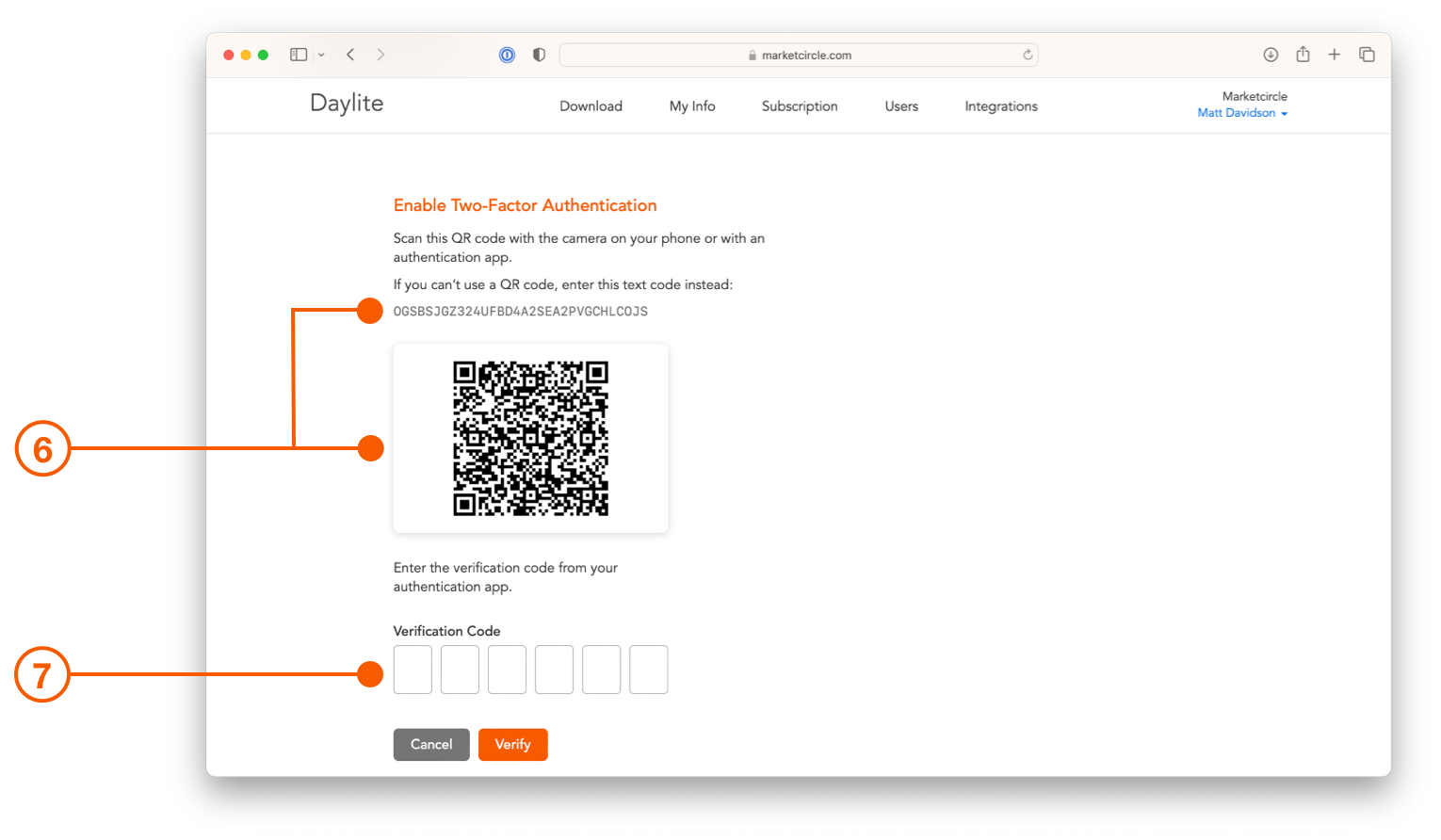 Daylite Sign In showing QR Code