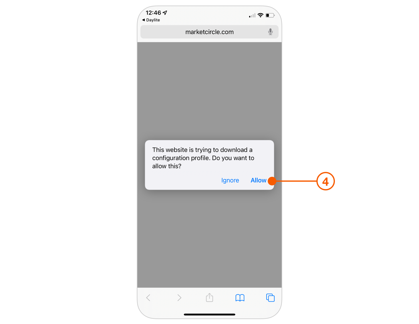 Marketcircle website showing permission request