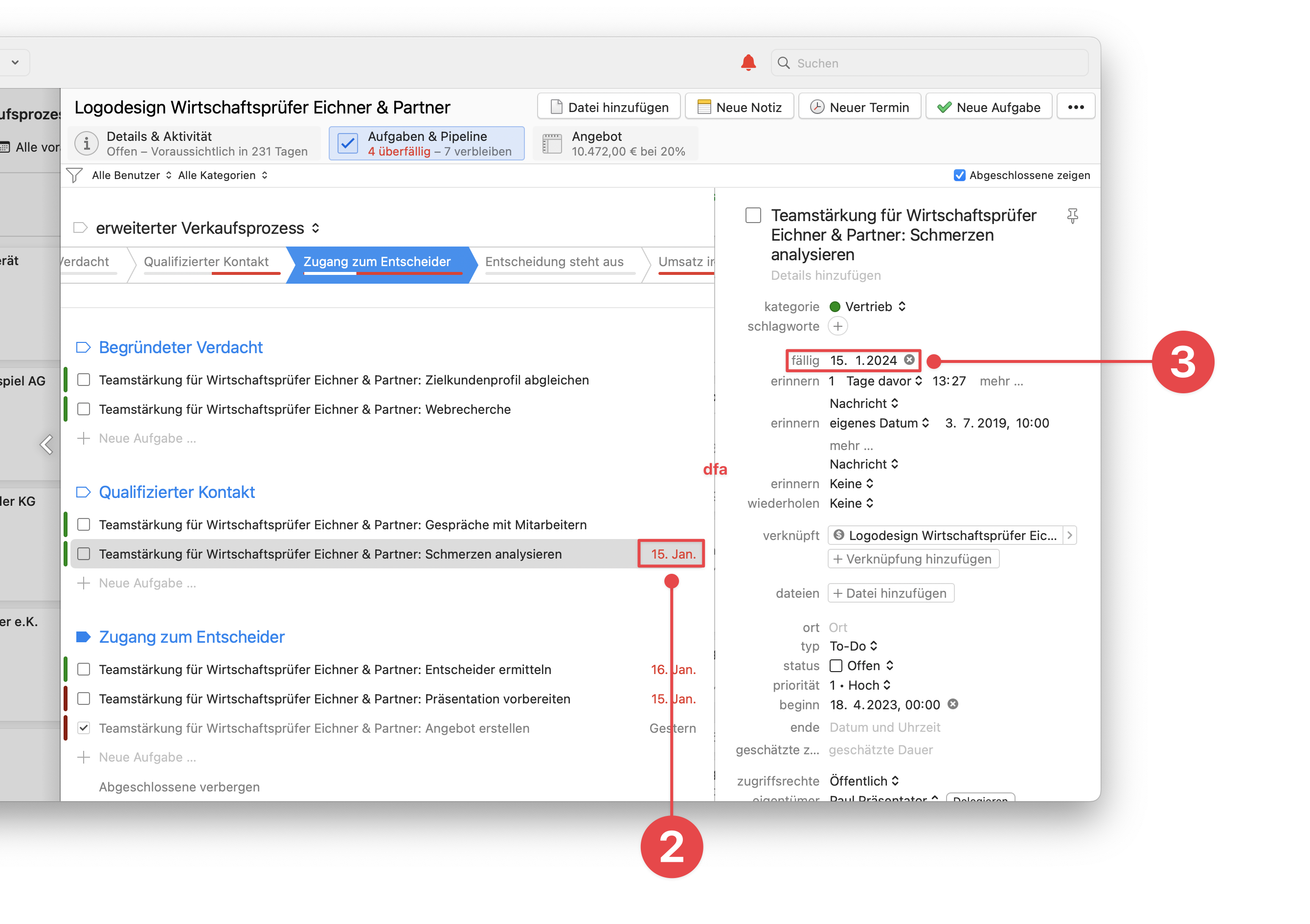 Opportunity window showing Details and Activity pane