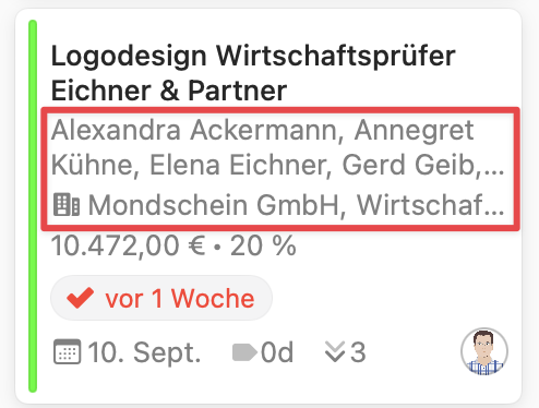 Opportunites Board showing Linked People filter