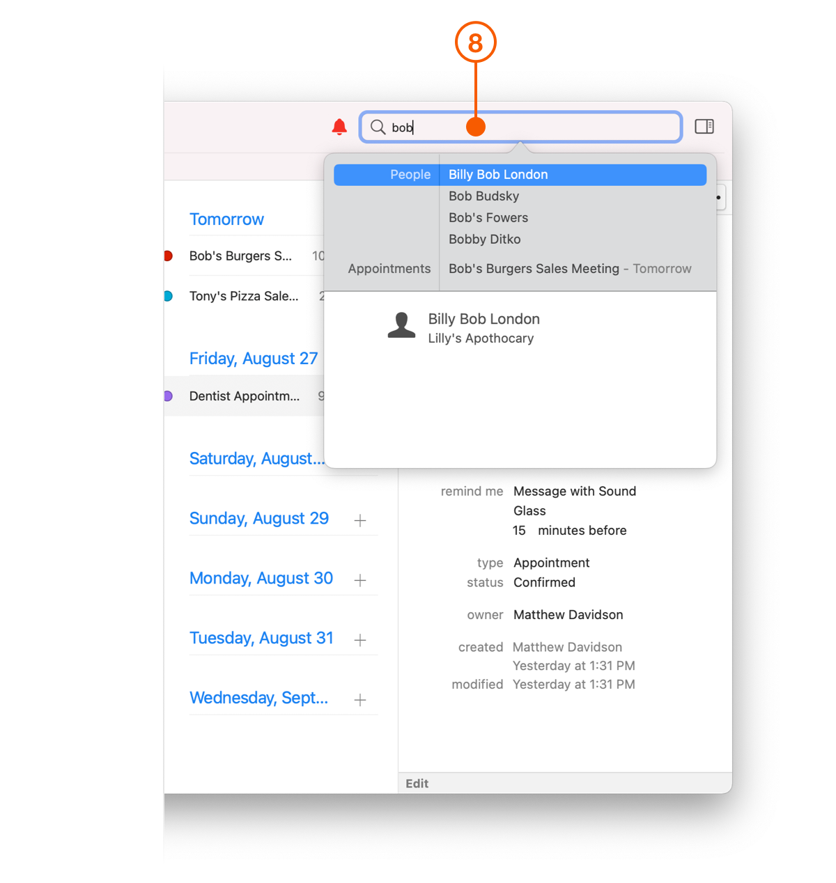 Daylite Home Screen showing Quick Search