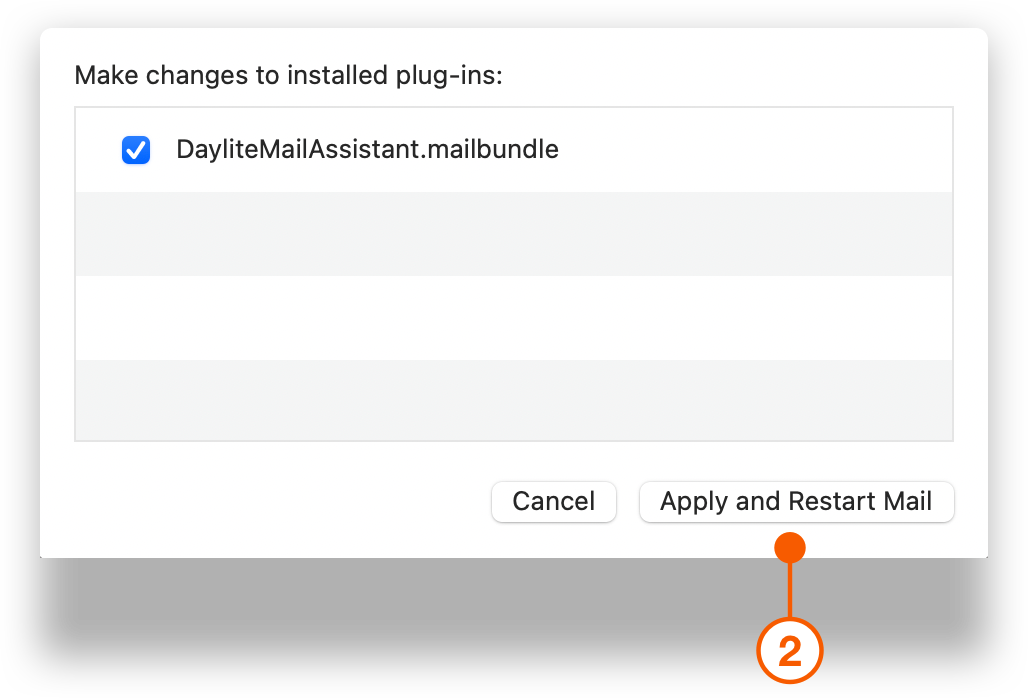 Mail Preferences window showing Daylite Mail Assistant plugin