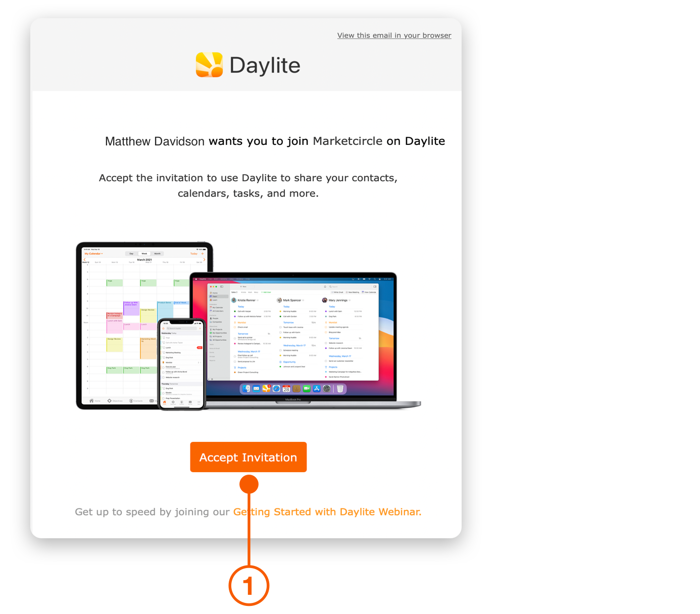 A Daylite Invitation email