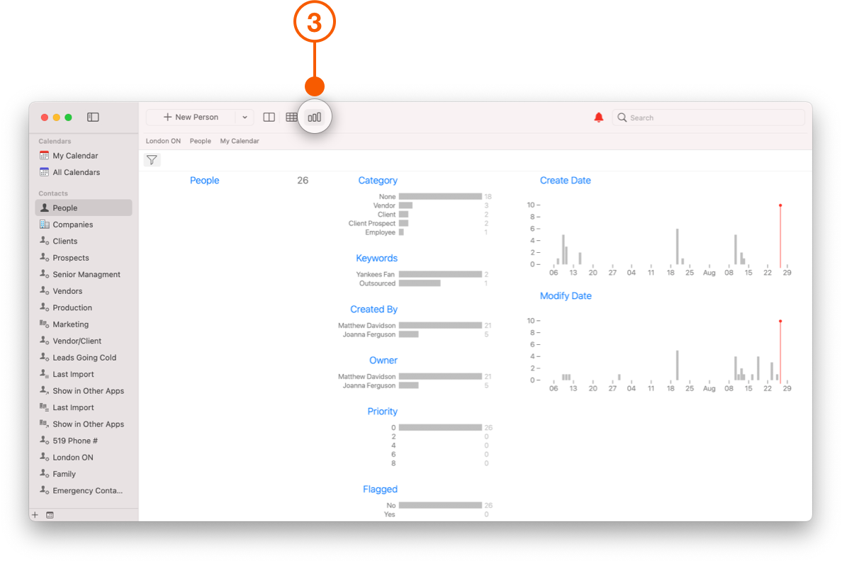 Daylite Contacts screen showing Insight View