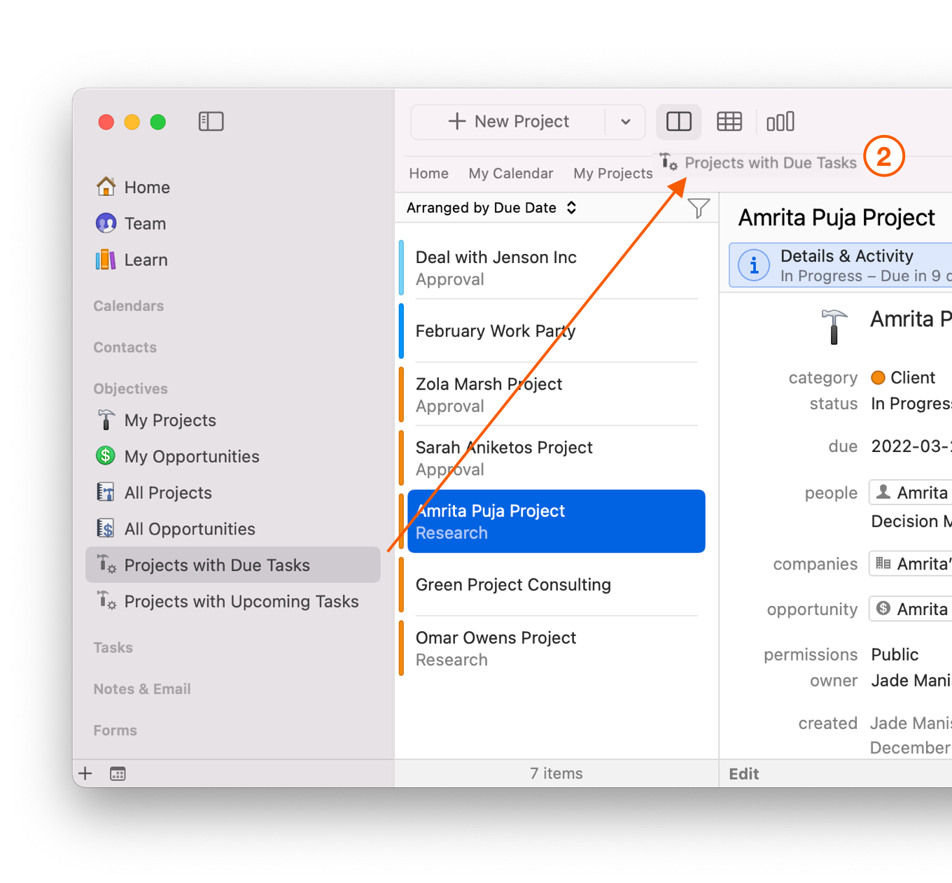 Favorites Bar showing Project Dashboard