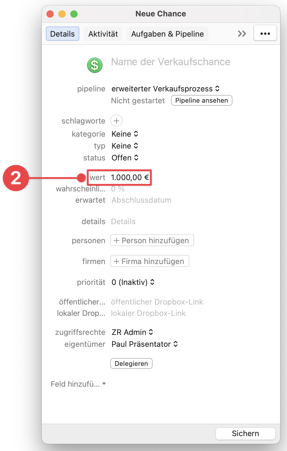 New Opportunity selecting value