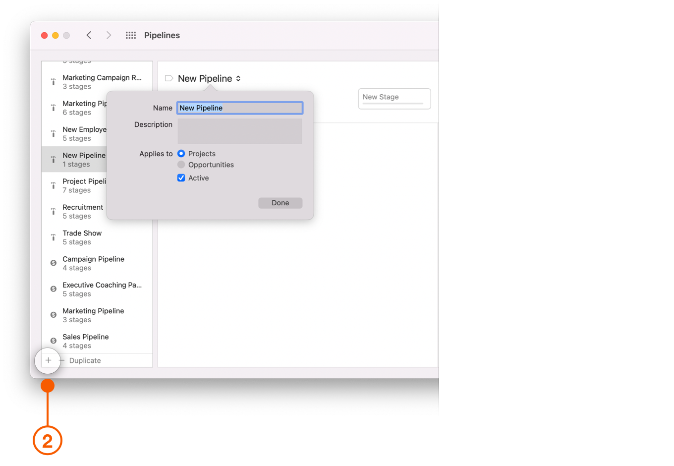 Pipelines Preferences window selecting new pipeline