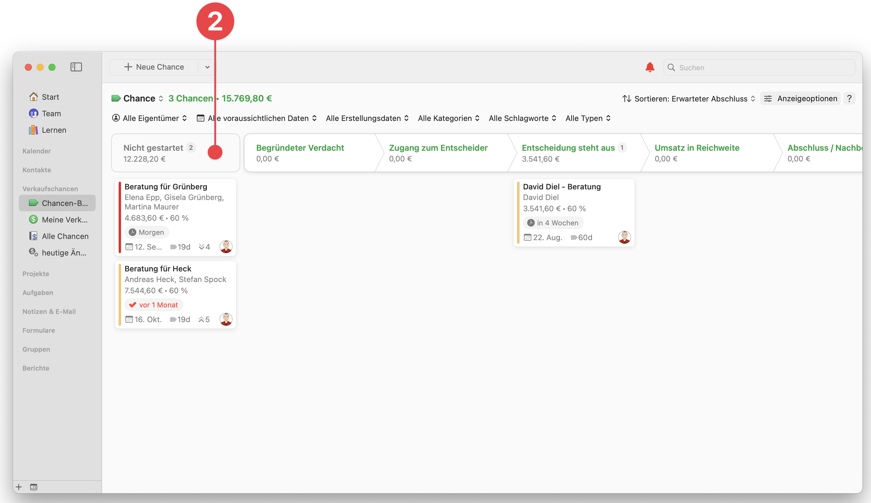 Opportunities Board howing Inquiry Stage
