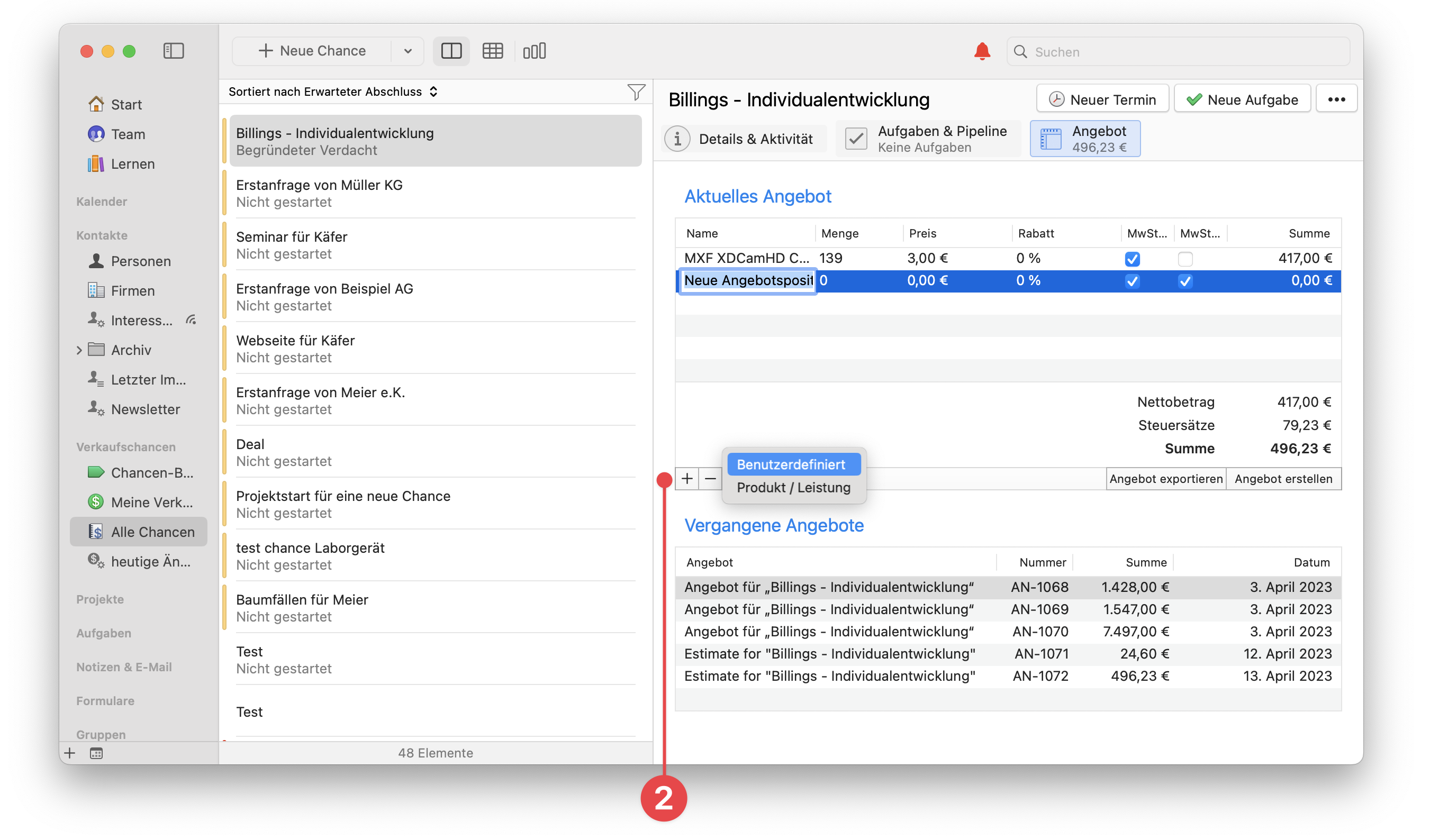 Edit button showing New Line Item Window