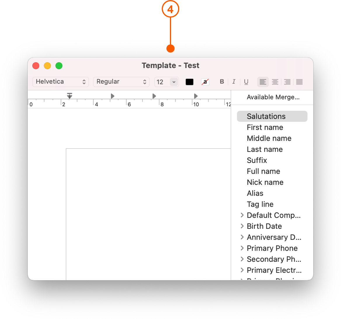 New Letter Template window