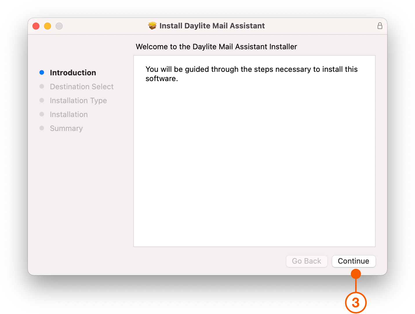 Daylite Mail Assistant Install window