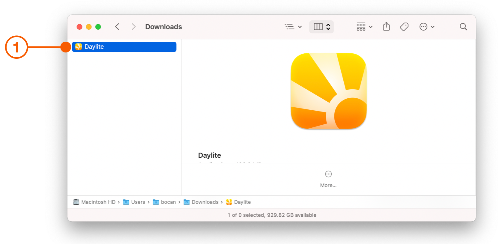 Applications folder with Daylite app selected